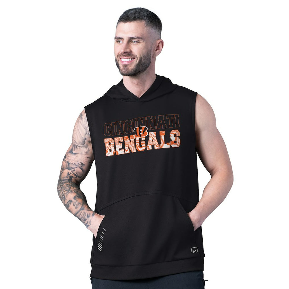 MSX by Michael Strahan Tri-Blend Rebound Sleeveless Hoodie - Cincinnati Bengals