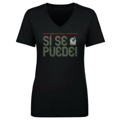 Mexico National Team 500 Level Women's Si Se Puede Inline Bold V-Neck T-Shirt - Black