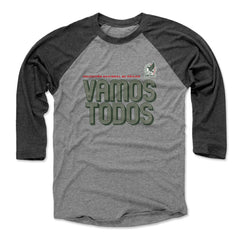 Mexico National Team 500 Level Vamos Todos Inline Bold 3/4-Sleeve Tri-Blend Baseball T-Shirt - Heather Gray/Black