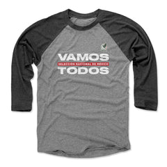 Mexico National Team 500 Level Vamos Todos 3/4-Sleeve Tri-Blend Baseball T-Shirt - Black/Heather Gray