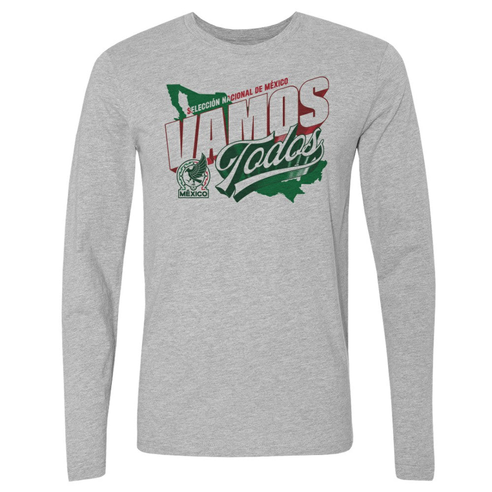 Mexico National Team 500 Level Vamos Todos Country Long Sleeve T-Shirt - Heather Gray