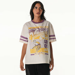 The Wild Collective Women's Vintage Drop Shoulder Oversized Boyfriend T-Shirt - Minnesota Vikings