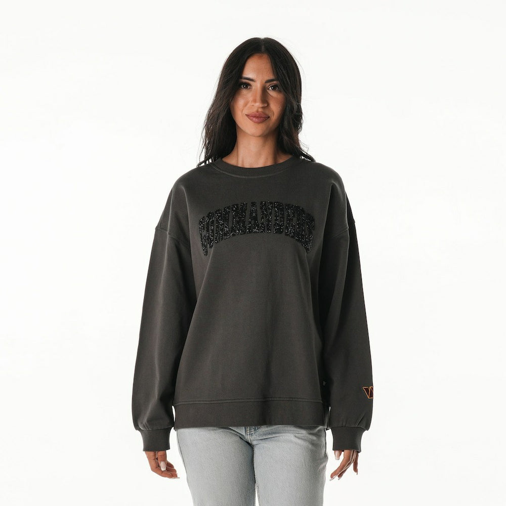 The Wild Collective Women's Rock Crystal Oversized Crewneck Sweatshirt - Washington Commanders