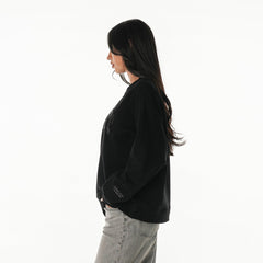 The Wild Collective Women's Rock Crystal Oversized Crewneck Sweatshirt - Detroit Lions