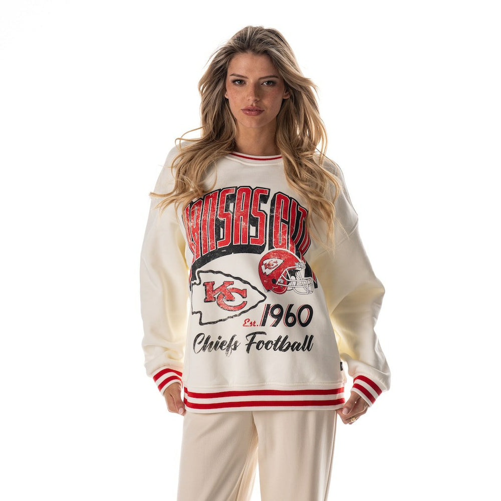 The Wild Collective Women's Oversized Vintage French Terry Sweatshirt - Kansas City Chiefs