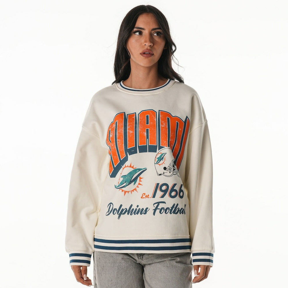 The Wild Collective Women's Oversized Vintage French Terry Sweatshirt - Miami Dolphins