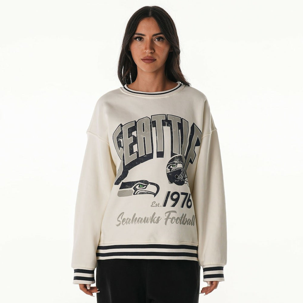 The Wild Collective Women's Oversized Vintage French Terry Sweatshirt - Seattle Seahawks