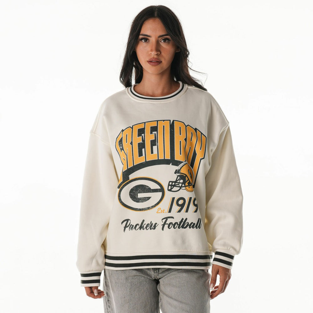 The Wild Collective Women's Oversized Vintage French Terry Sweatshirt - Green Bay Packers
