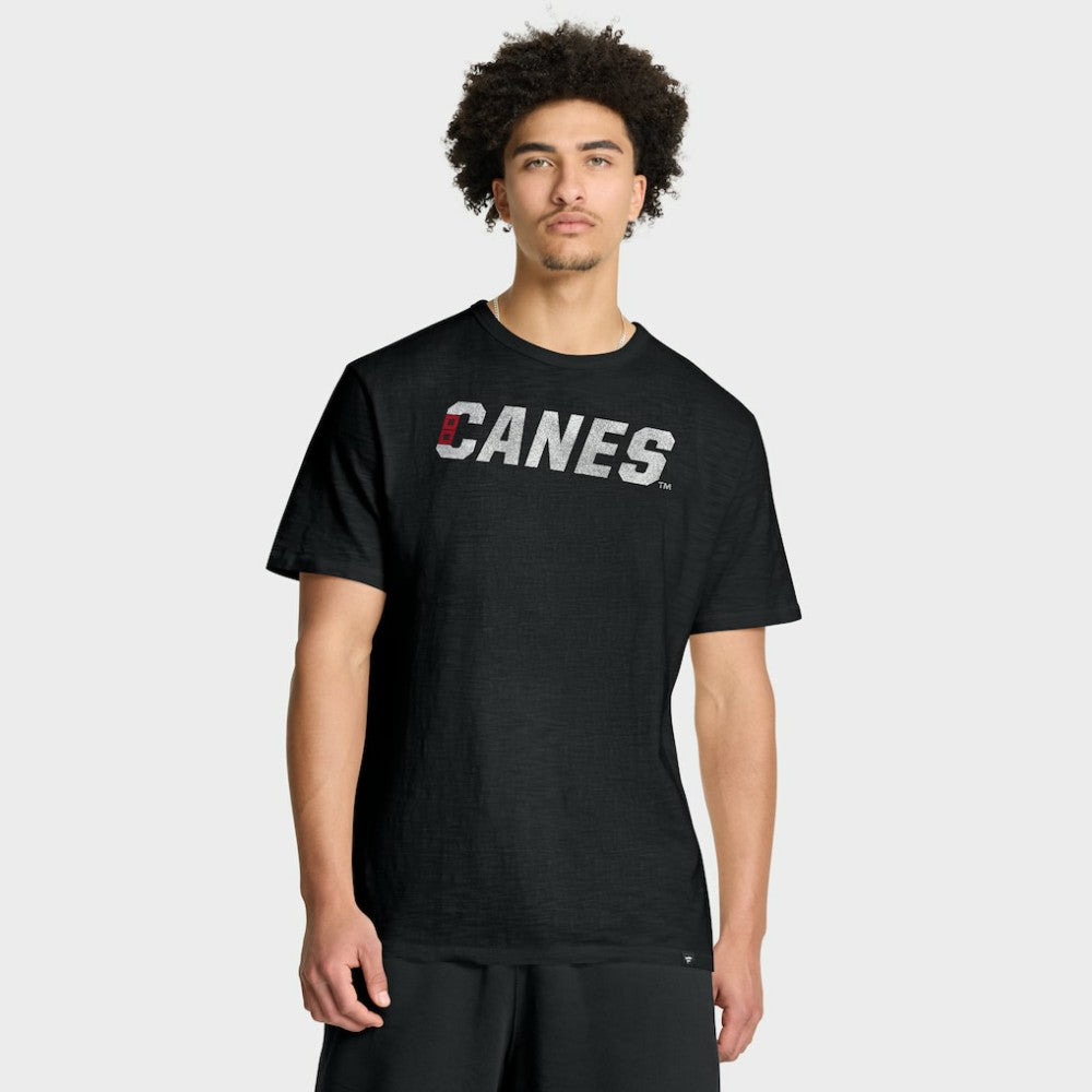 NHL Black Carolina Hurricanes Fanatics Play Distressed Wordmark Stadium Slub T-Shirt