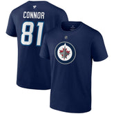 NHL Navy Kyle Connor Winnipeg Jets Fanatics Authentic Stack Name & Number T-Shirt