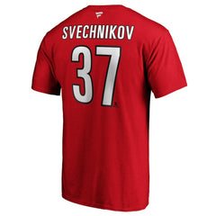 NHL Red Andrei Svechnikov Carolina Hurricanes Fanatics Authentic Stack Name & Number T-Shirt