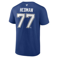 NHL Blue Victor Hedman Tampa Bay Lightning Fanatics Authentic Stack Name & Number T-Shirt