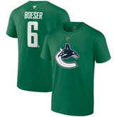 NHL Green Brock Boeser Vancouver Canucks Fanatics Authentic Stack Name & Number T-Shirt