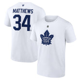 NHL White Auston Matthews Toronto Maple Leafs Fanatics Authentic Stack Name & Number T-Shirt
