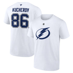 NHL White Nikita Kucherov Tampa Bay Lightning Fanatics Authentic Stack Name & Number T-Shirt