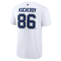 NHL White Nikita Kucherov Tampa Bay Lightning Fanatics Authentic Stack Name & Number T-Shirt