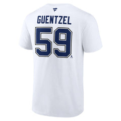 NHL White Jake Guentzel Tampa Bay Lightning Fanatics Authentic Stack Name & Number T-Shirt