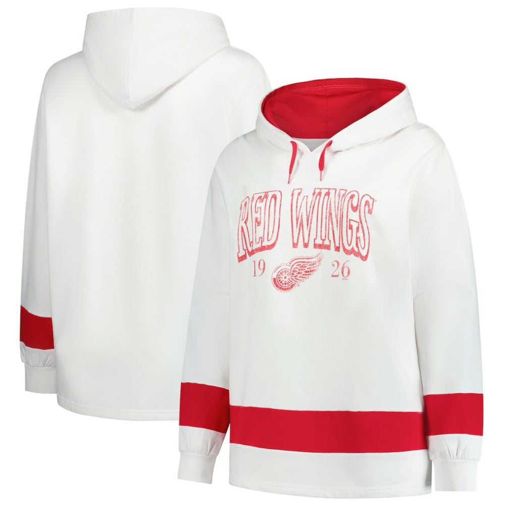 NHL White Detroit Red Wings Profile Women's Plus Size Hoodie