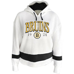 NHL White Boston Bruins Profile Women's Plus Size Hoodie