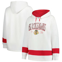 NHL White Chicago Blackhawks Profile Women's Plus Size Hoodie