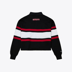 Women's Throwback Cropped Long Sleeve Rugby Polo - New England Patriots