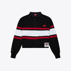 Women's Throwback Cropped Long Sleeve Rugby Polo - Buffalo Bills