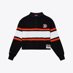 Women's Throwback Cropped Long Sleeve Rugby Polo - Denver Broncos