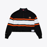 Women's Cropped Long Sleeve Rugby Polo - Cincinnati Bengals