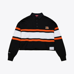 Women's Cropped Long Sleeve Rugby Polo - Cincinnati Bengals