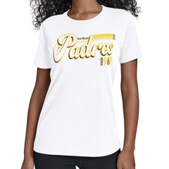 MLB San Diego Padres Starter Women's Groovy Script Team Fitted T-Shirt