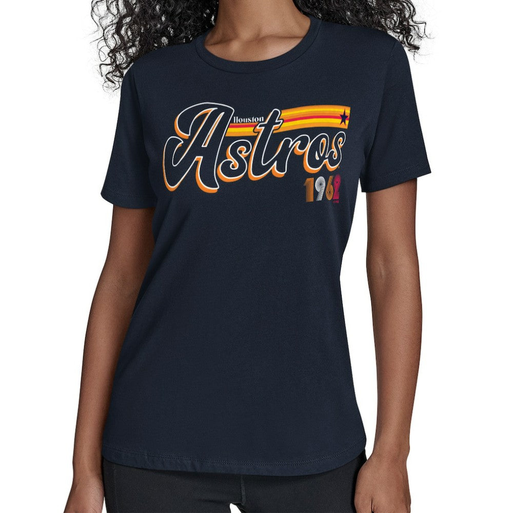 MLB Houston Astros Starter Women's Groovy Script Team Fitted T-Shirt
