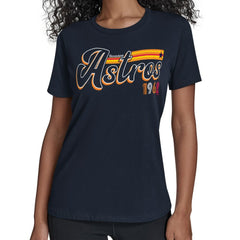 MLB Houston Astros Starter Women's Groovy Script Team Fitted T-Shirt