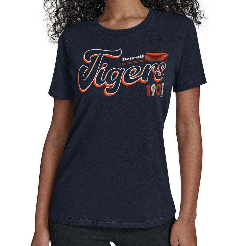 MLB Detroit Tigers Starter Women's Groovy Script Team Fitted T-Shirt