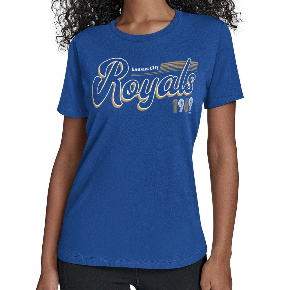 MLB Kansas City Royals Starter Women's Groovy Script Team Fitted T-Shirt