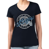 MLB Tampa Bay Rays G-III 4Her by Carl Banks Women's Super-Slim Fit Lightweight Pinstripe Circle V-Neck T-Shirt