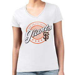 MLB San Francisco Giants G-III 4Her by Carl Banks Women's Super-Slim Fit Lightweight Pinstripe Circle V-Neck T-Shirt