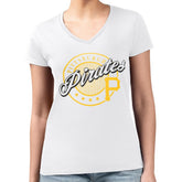 MLB Pittsburgh Pirates G-III 4Her by Carl Banks Women's Super-Slim Fit Lightweight Pinstripe Circle V-Neck T-Shirt