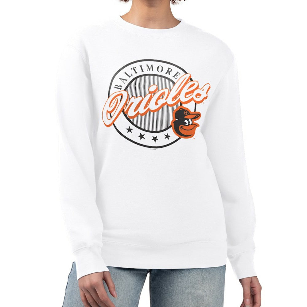 MLB Baltimore Orioles G-III 4Her by Carl Banks Women's Pinstripe Circle Team Fleece Pullover Sweatshirt