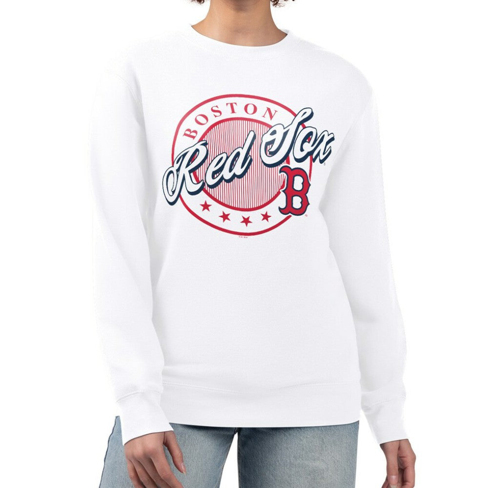 MLB Boston Red Sox G-III 4Her by Carl Banks Women's Pinstripe Circle Team Fleece Pullover Sweatshirt