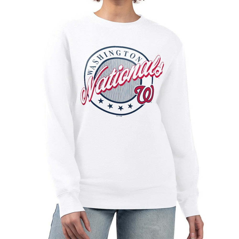 MLB Washington Nationals G-III 4Her by Carl Banks Women's Pinstripe Circle Team Fleece Pullover Sweatshirt