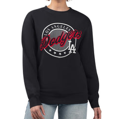 MLB Los Angeles Dodgers G-III 4Her by Carl Banks Women's Pinstripe Circle Team Fleece Pullover Sweatshirt