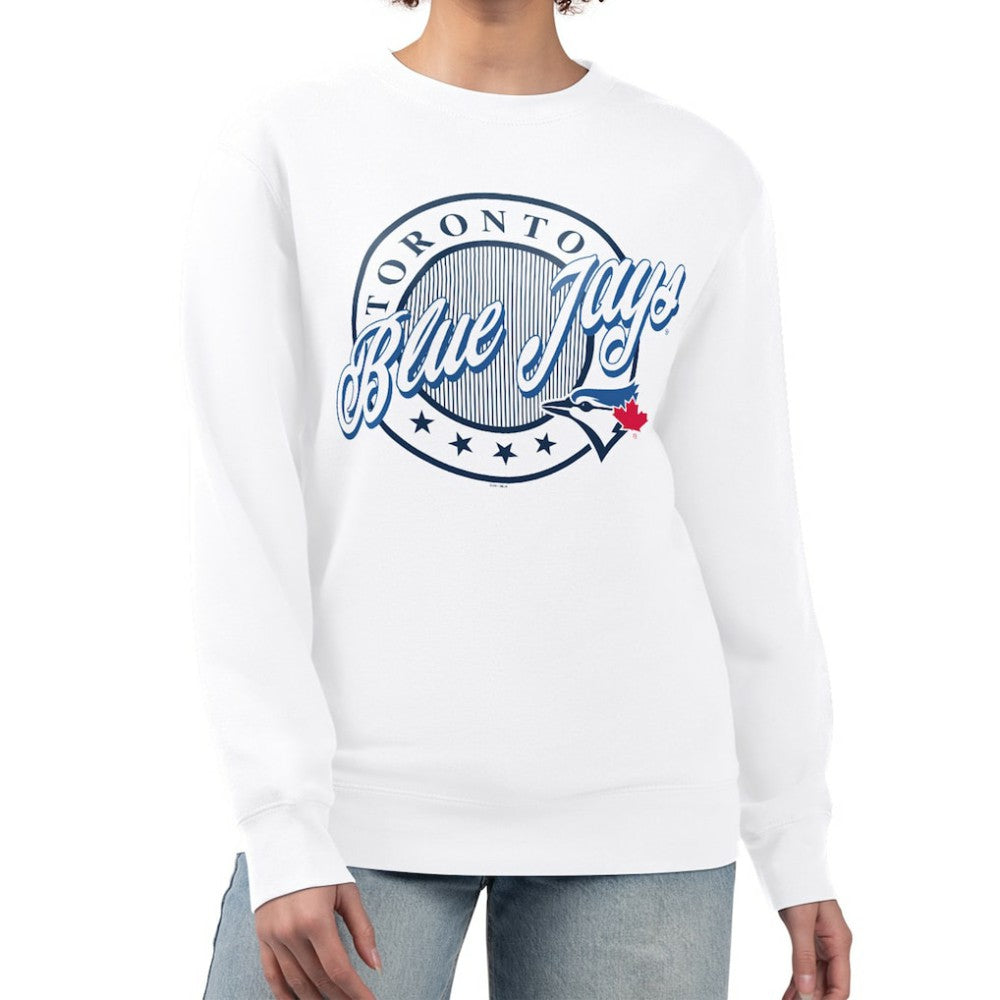 MLB Toronto Blue Jays G-III 4Her by Carl Banks Women's Pinstripe Circle Team Fleece Pullover Sweatshirt