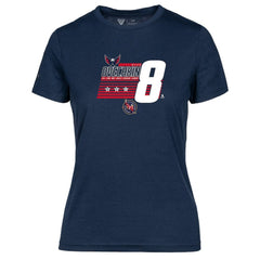 NHL Navy Alexander Ovechkin Washington Capitals Levelwear Women's NHL All-Time Leading Goal Scorer Milestone Stripes Name & Number Maddox T-Shirt
