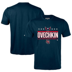 NHL Navy Alexander Ovechkin Washington Capitals Levelwear NHL All-Time Leading Goal Scorer Milestone Stars Name & Number Richmond T-Shirt