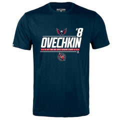 NHL Navy Alexander Ovechkin Washington Capitals Levelwear NHL All-Time Leading Goal Scorer Milestone Name & Number Richmond T-Shirt