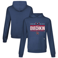 NHL Navy Alexander Ovechkin Washington Capitals Levelwear NHL All-Time Leading Goal Scorer Milestone Stars Name & Number Relay Pullover Hoodie
