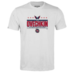 NHL White Alexander Ovechkin Washington Capitals Levelwear Youth NHL All-Time Leading Goal Scorer Milestone Stars Name & Number Little Richmond T-Shirt