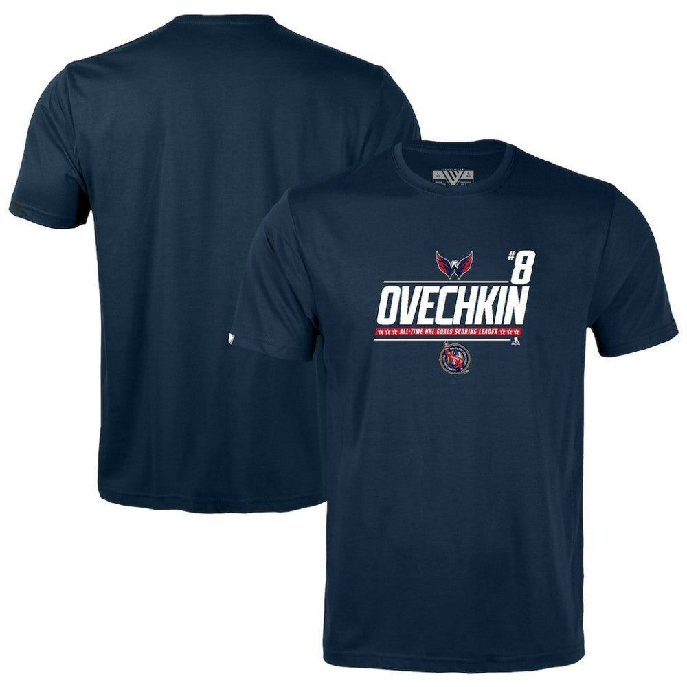 NHL Navy Alexander Ovechkin Washington Capitals Levelwear Youth NHL All-Time Leading Goal Scorer Milestone Name & Number Little Richmond T-Shirt