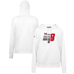 NHL White Alexander Ovechkin Washington Capitals Levelwear Women's NHL All-Time Leading Goal Scorer Milestone Stripes Name & Number Adorn Pullover Hoodie