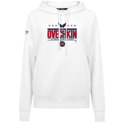 NHL White Alexander Ovechkin Washington Capitals Levelwear Women's NHL All-Time Leading Goal Scorer Milestone Stripes Name & Number Adorn Pullover Hoodie